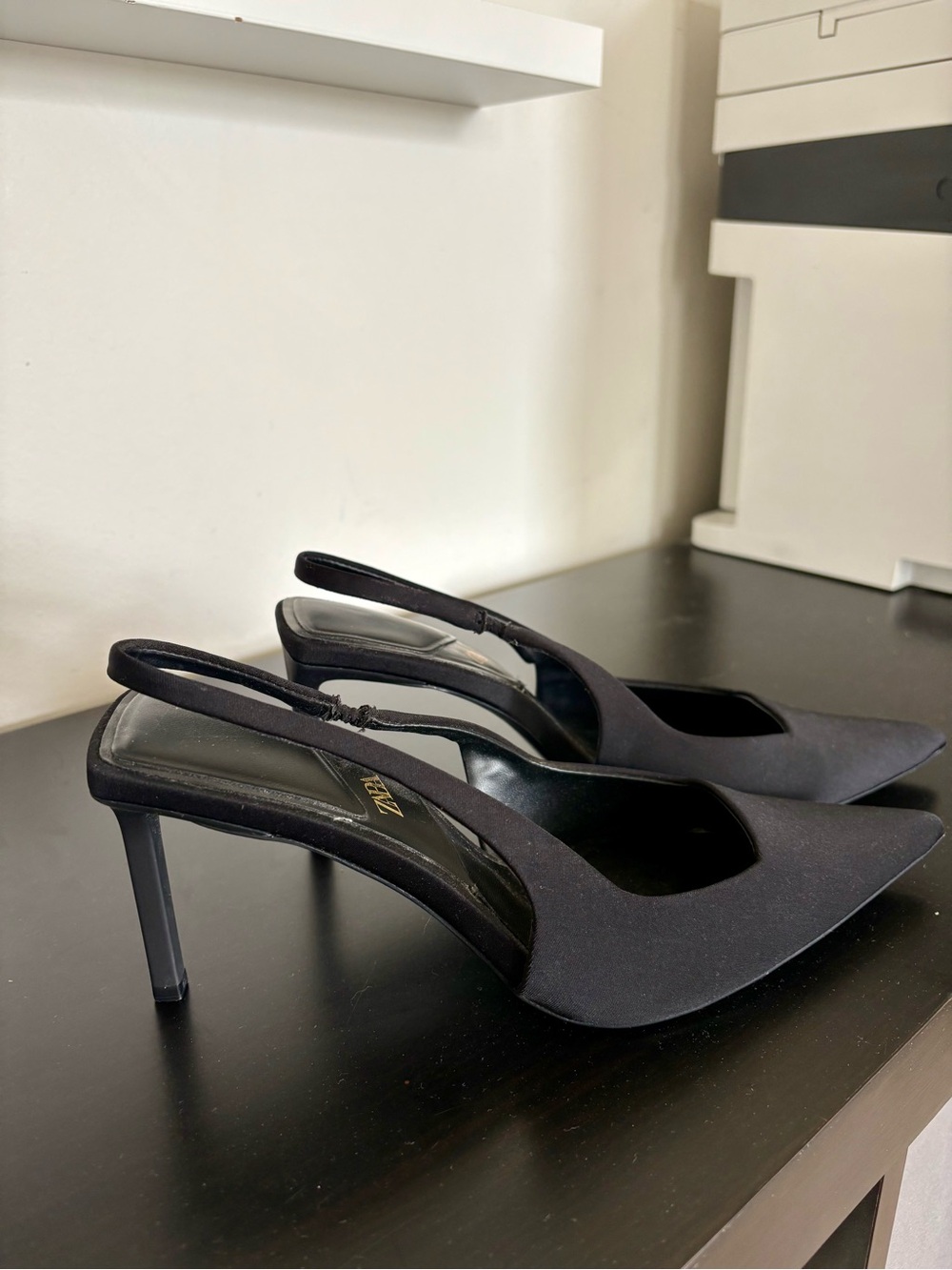 ZARA Black Pointed Slingback Stiletto Heels - Picture 5 of 6